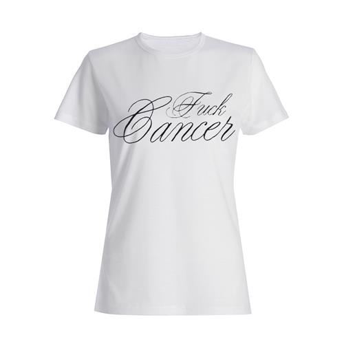 Fuck Cancer Gray Script White Girl Shirt