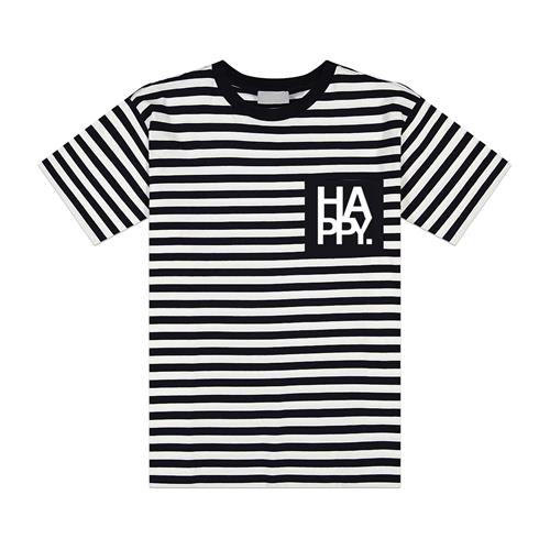 Product image T-Shirt Happy. Logo Black & White Stripe