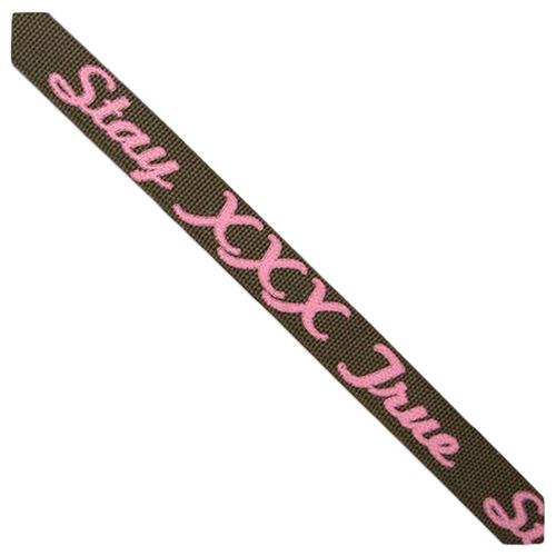 Product image Printed Belt Straight Edge And Vegan Clothing | MotiveCo. Stay XXX True Pink On Green Printed Canvas Belt