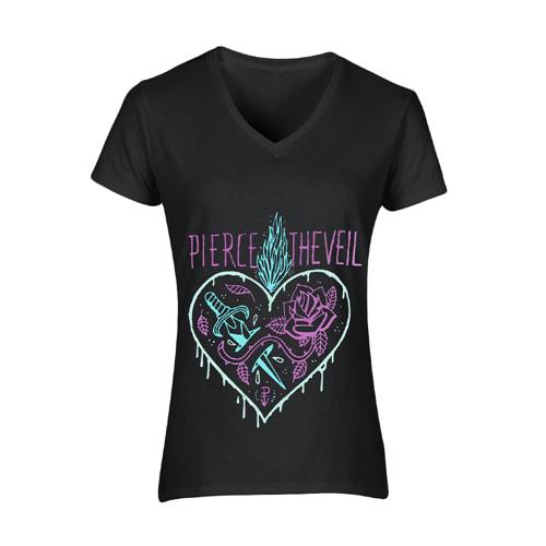 Product image Women's T-Shirt Pierce The Veil Heart Dagger Black Girl's T-Shirt 