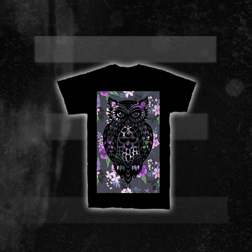 Product image T-Shirt Reflections Floral Owl Black