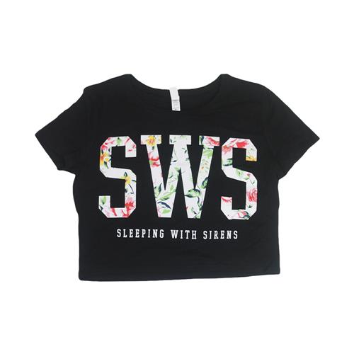 Product image Baby Doll Shirt Sleeping With Sirens Floral Logo Black Crop Top One Size