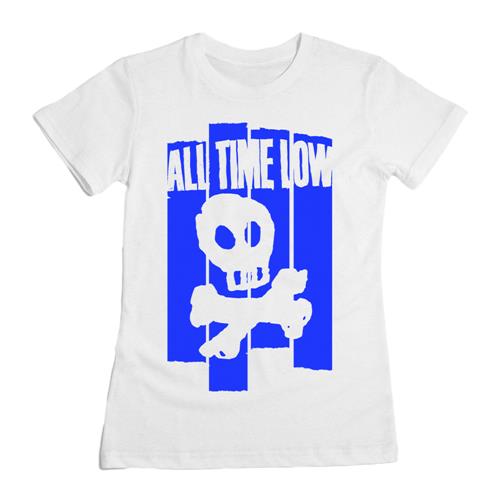 Blue Skull Girl's White T-shirt
