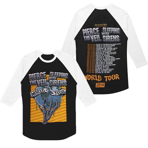 Product image Baseball T-Shirt Sleeping With Sirens 2014 World Tour Black/White