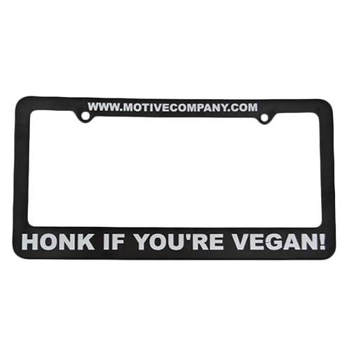 Honk If You're Vegan Black License Plate Cover