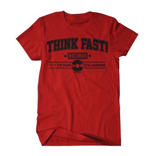 Product image T-Shirt Think Fast! Records 10 Years Cardinal Red