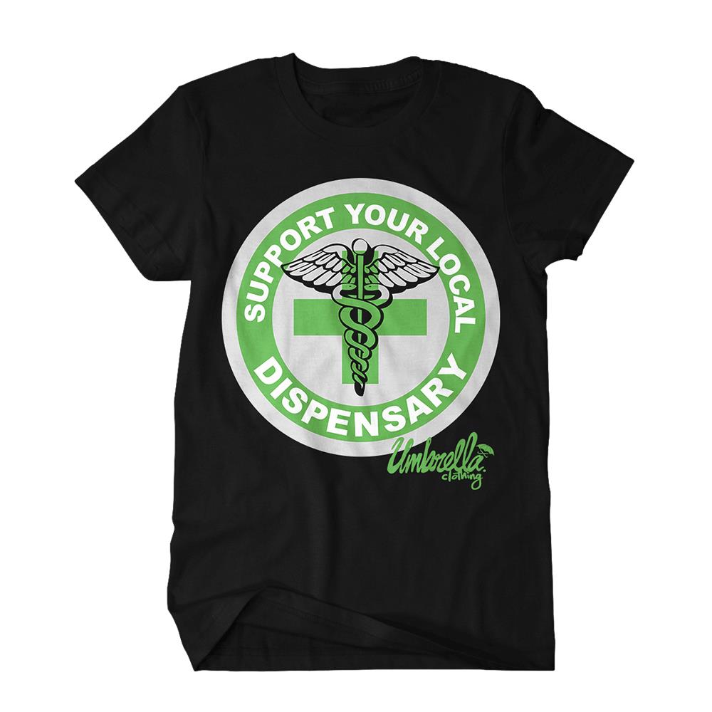 TShirt Support Your Dispensary Black by Umbrella Clothing MerchNow