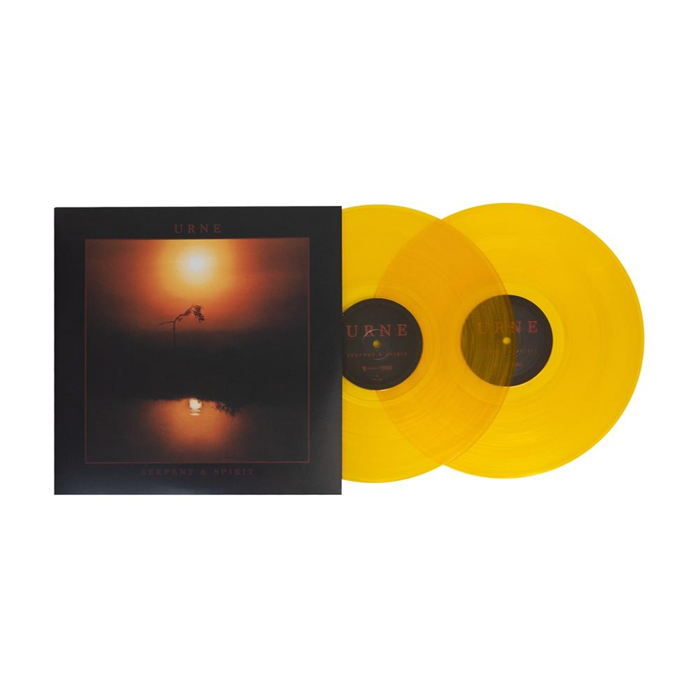 Picture of Urne Serpent And Spirit record with the LP exposed to show its transparent Orange Color. 