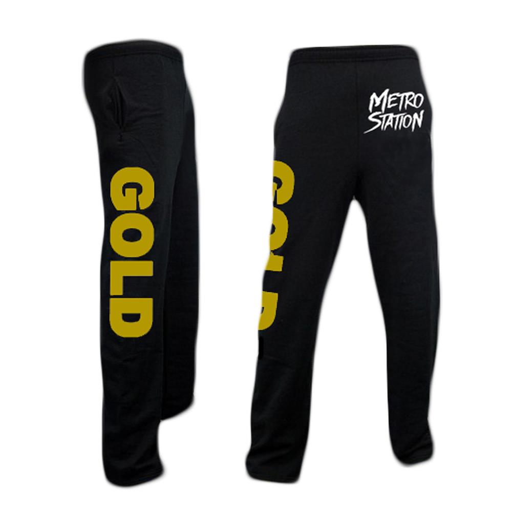 white and gold sweatpants