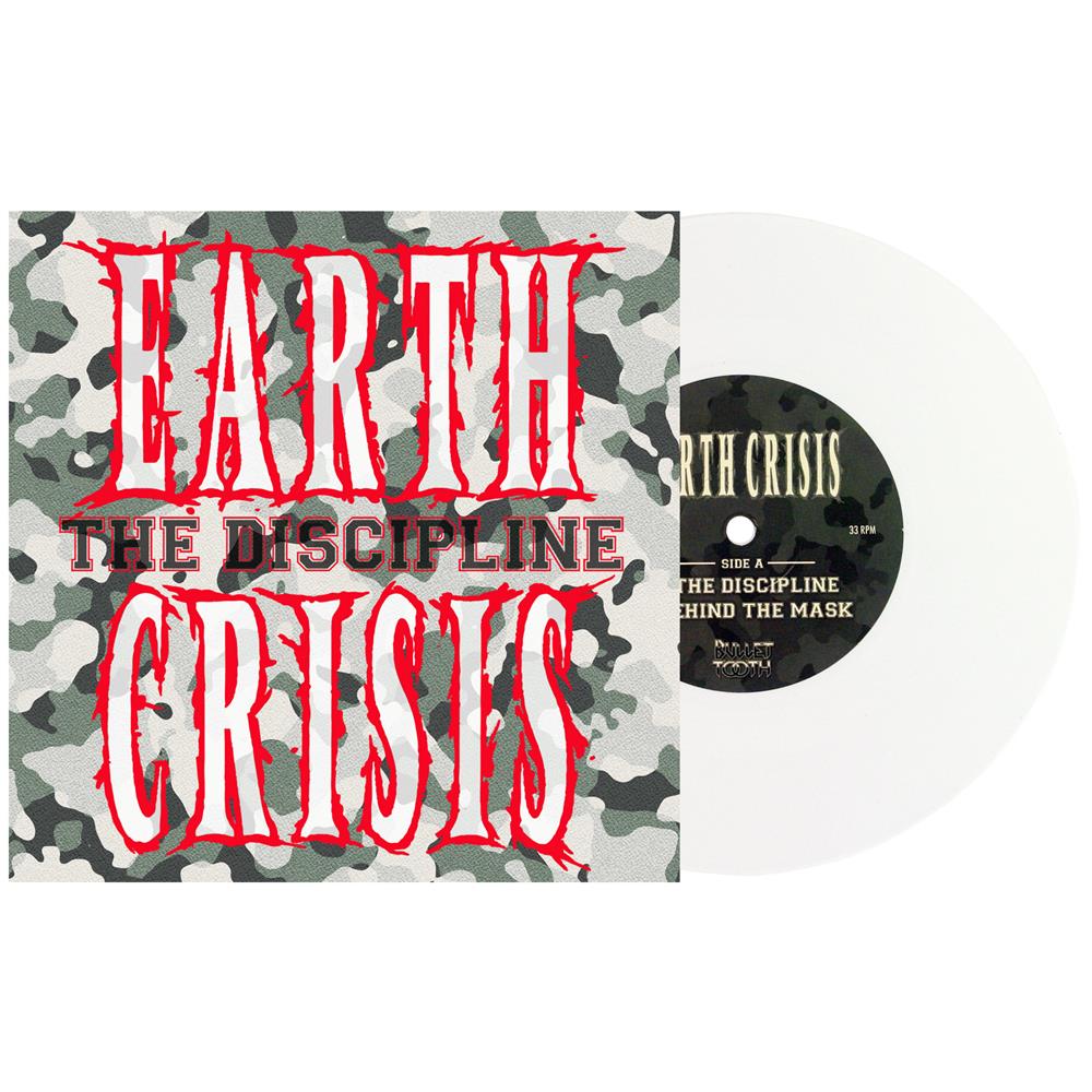 image of earth crisis' seven in vinyl record The Discipline on a white background. 