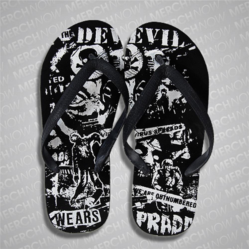 Misc. Accessory Outnumbered Black Flip Flops by The Devil Wears Prada :  MerchNow - Your Favorite Band Merch, Music and More