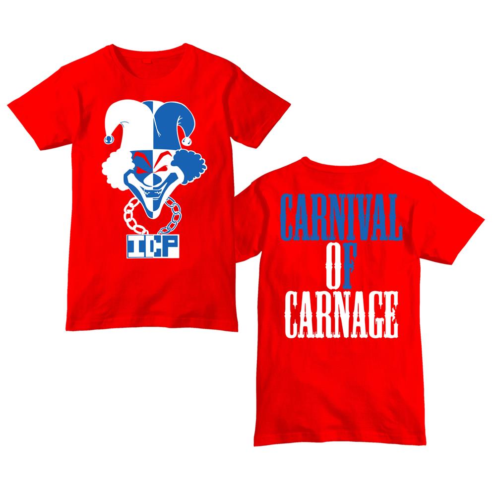 Insane Clown Posse - 30 Years - Carnival of Carnage White & Blue Logo Red - T-Shirt