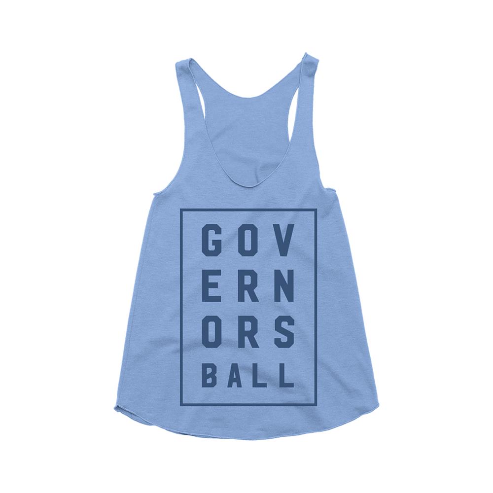 Boxed Letters Blue Triblend Women's Racerback Tank