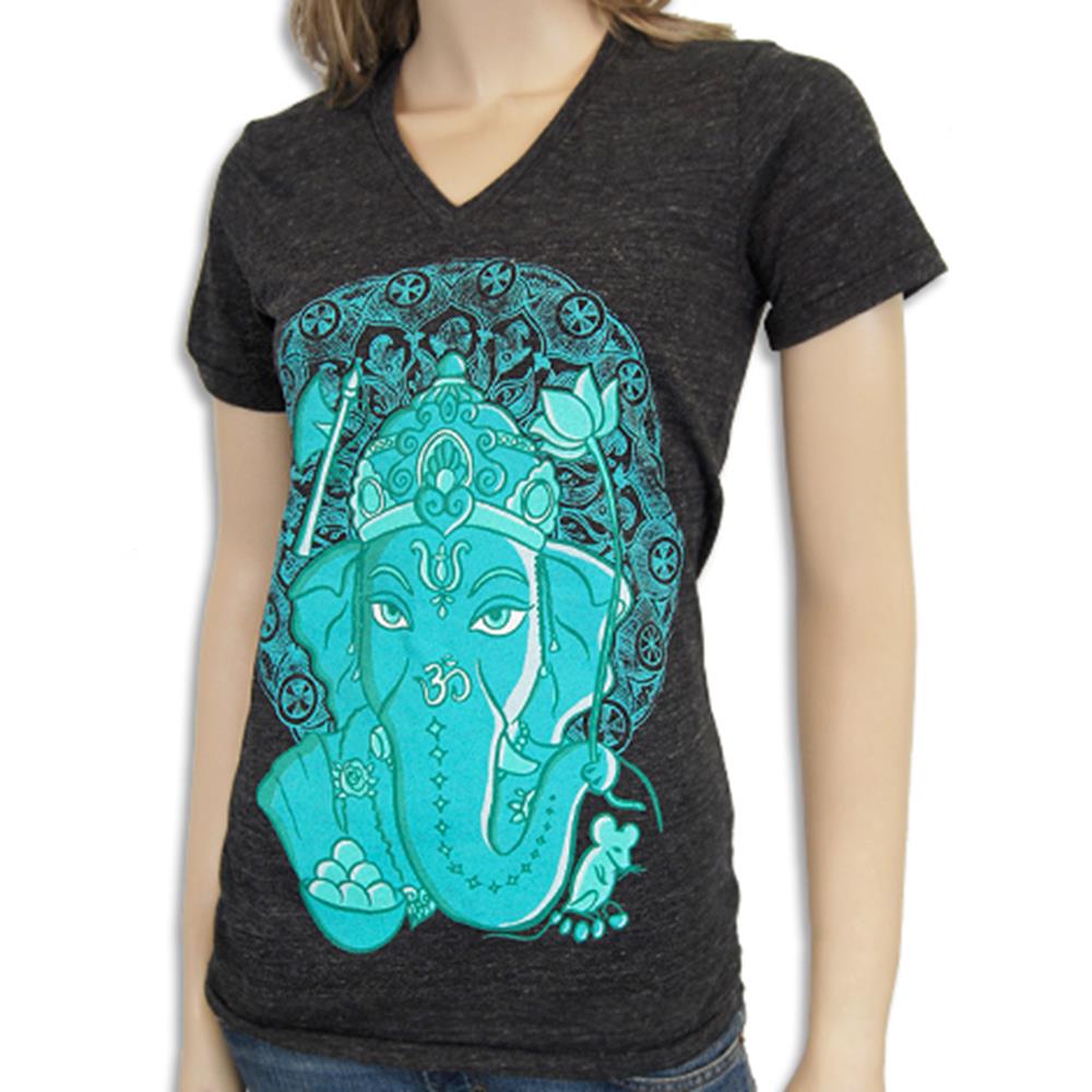 Ganesh Face (Turquoise Print) Black